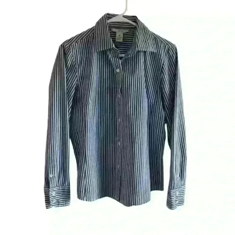 Cabi blue striped button down shirt style 369 size medium